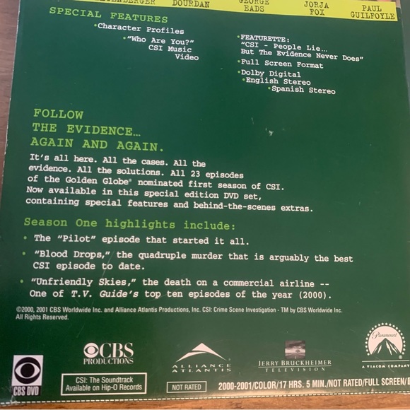 CSI Complete First Season DVD Box Set TV Series Show Drama 6 Disk Set Paramount - Picture 6 of 8